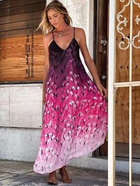 Ramona LaRue Size S Flamingo Print Racerback Maxi Dress Lightweight Summer